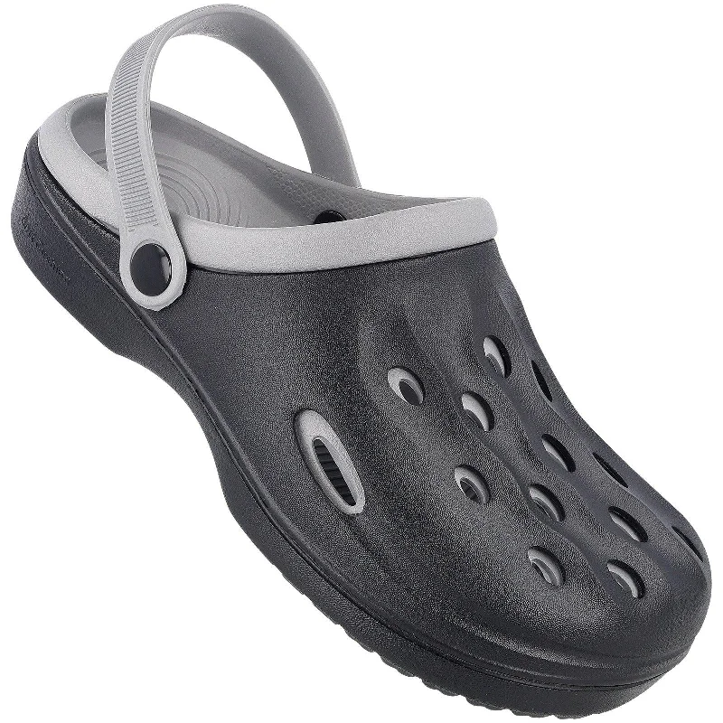 sandals for women with buckle closure for secure fit-Walkaroo Men's Clogs  - WC4840 Black Grey