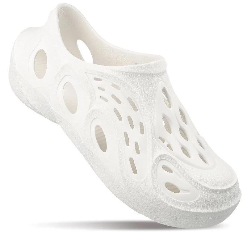 sandals for women with soft footbed for all-day wear-Walkaroo Mens Superclogs  - WC8710 White