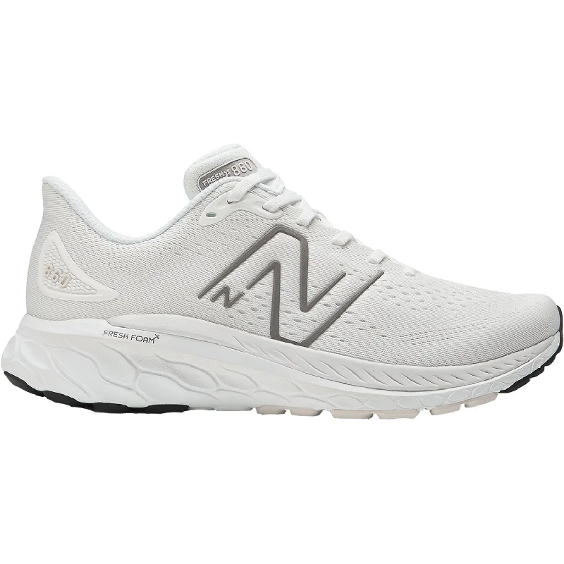 Athletic shoes for sandy paths-Men's New Balance M860W13 Fresh Foam X White/Dark Silver Metallic/Reflective Mesh