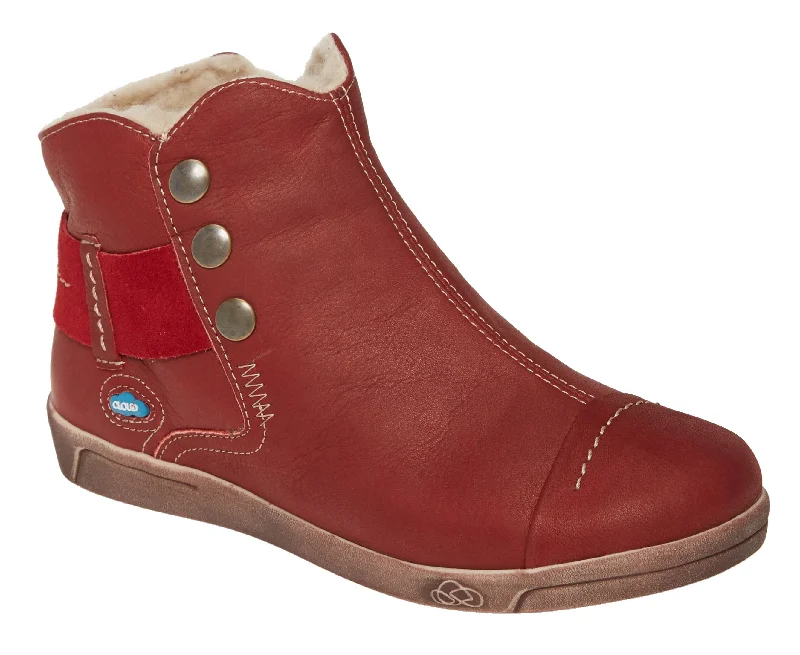 Ankle boots with moose embroidery-Cloud Aline Wool-Lined Ankle Boot Red