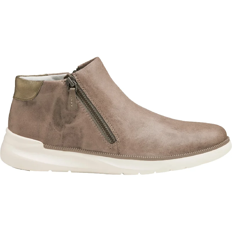 Stylish Booties for women with lightweight feel-Women's Johnston & Murphy Emery Zip Grey Sheepskin Leather