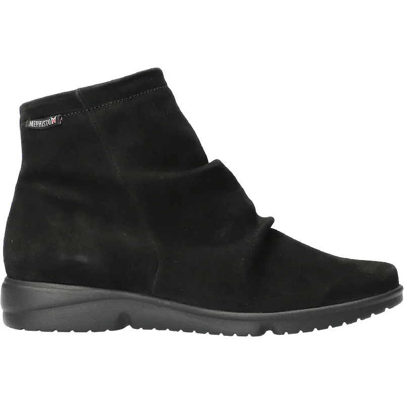 Stylish Booties for women with fashionable upper detail-Women's Mephisto Rezia Black Nubuck