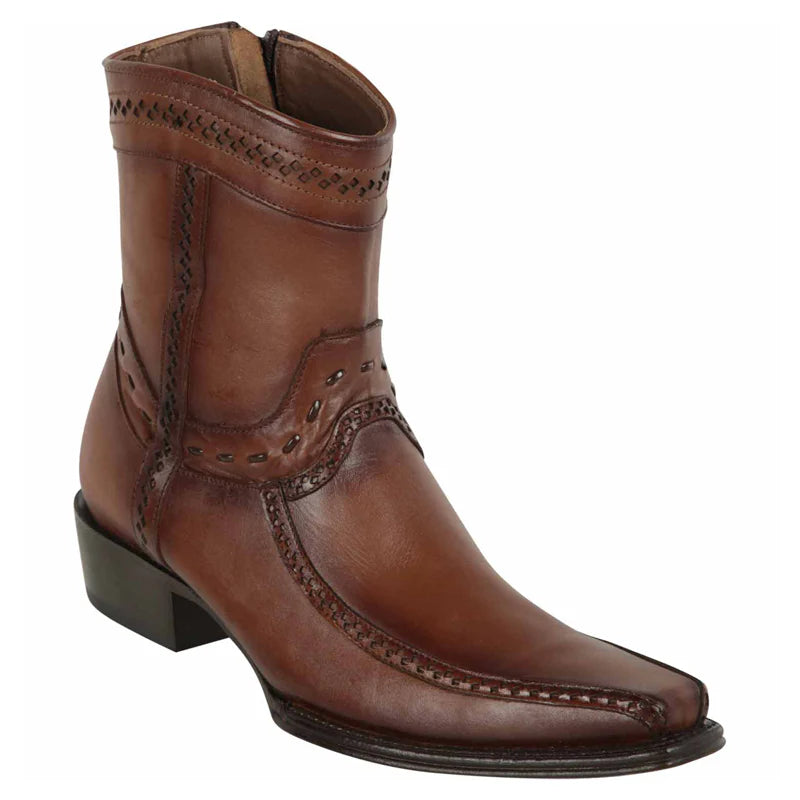 Cowboy boots with hand-tooled starsLos Altos 76BF3816 Men's Shaded Brown Genuine Pull Up European Square Toe Cowboy Boots