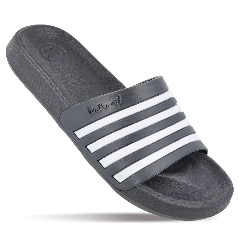 casual sandals for men with durable rubber soles-Walkaroo Mens Flip Flop Sliders  - WC4819 Grey