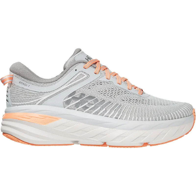 Athletic shoes with block soles-Women's Hoka One One Bondi 7 Harbor Mist/Sharkskin Mesh