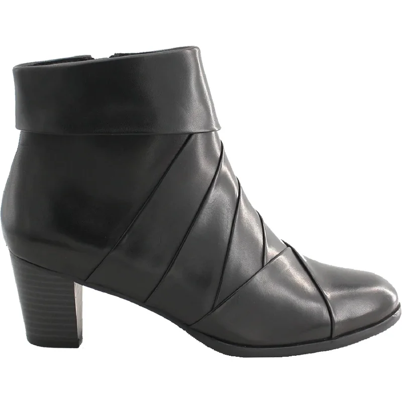 Comfortable Booties for women with breathable fit-Women's Regarde Le Ciel Sonia-132 Black Glove Leather