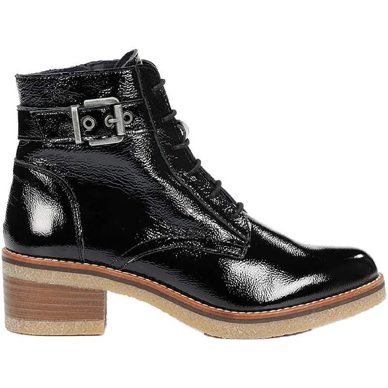 Trendy Booties for women with patent finish-Women's Dorking Lucero D8686 Black Patent Leather