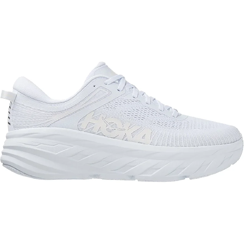 Athletic shoes for chilly jogs-Women's Hoka One One Bondi 7 White/White Mesh