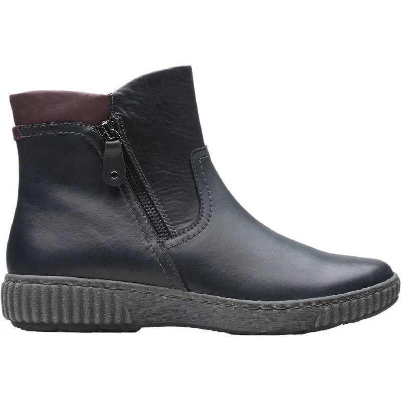 Comfortable Booties for women with unique fit-Women's Clarks Magnolia Haley Black Leather