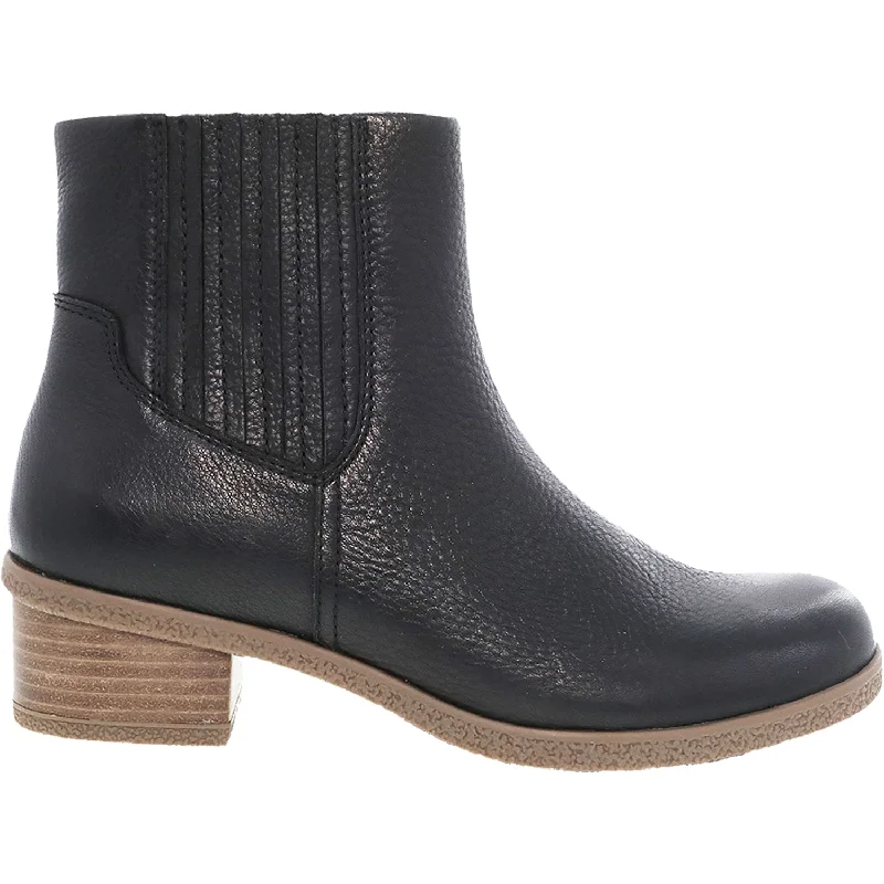 Trendy Booties for women with practical, chic details-Women's Dansko Daisie Black Waterproof Tumbled Leather