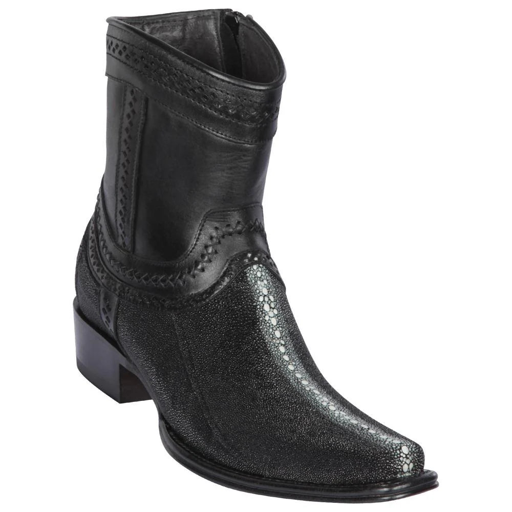 Cowboy boots with classic western toeLos Altos 76B1105 Men's Black Genuine Rowstone Stingray European Square Toe Cowboy Boots