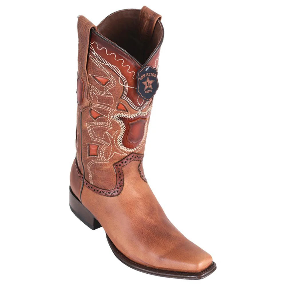 Cowboy boots with leather spiral detailsLos Altos 769951 Men's Honey Genuine European Square Toe Cowboy Boots