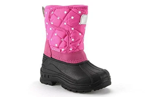 snow boots with EVA midsole for shock absorptionGirls BHD-03I Toddlers Quilted Star Print Fur Lined Winter Snow Boots