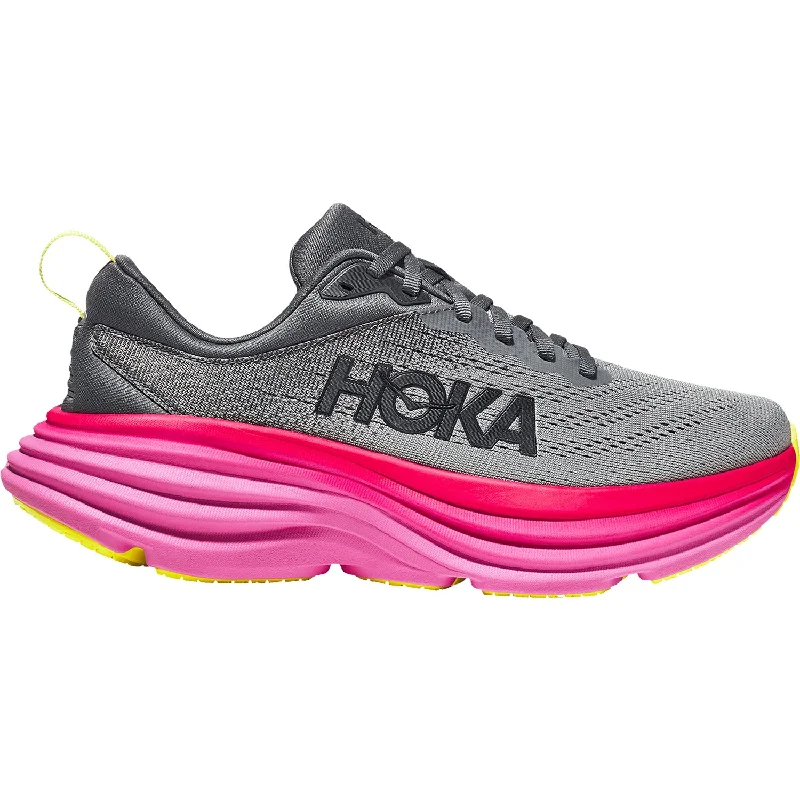 Athletic shoes for knee relief-Women's Hoka Bondi 8 Castlerock/Strawberry Mesh