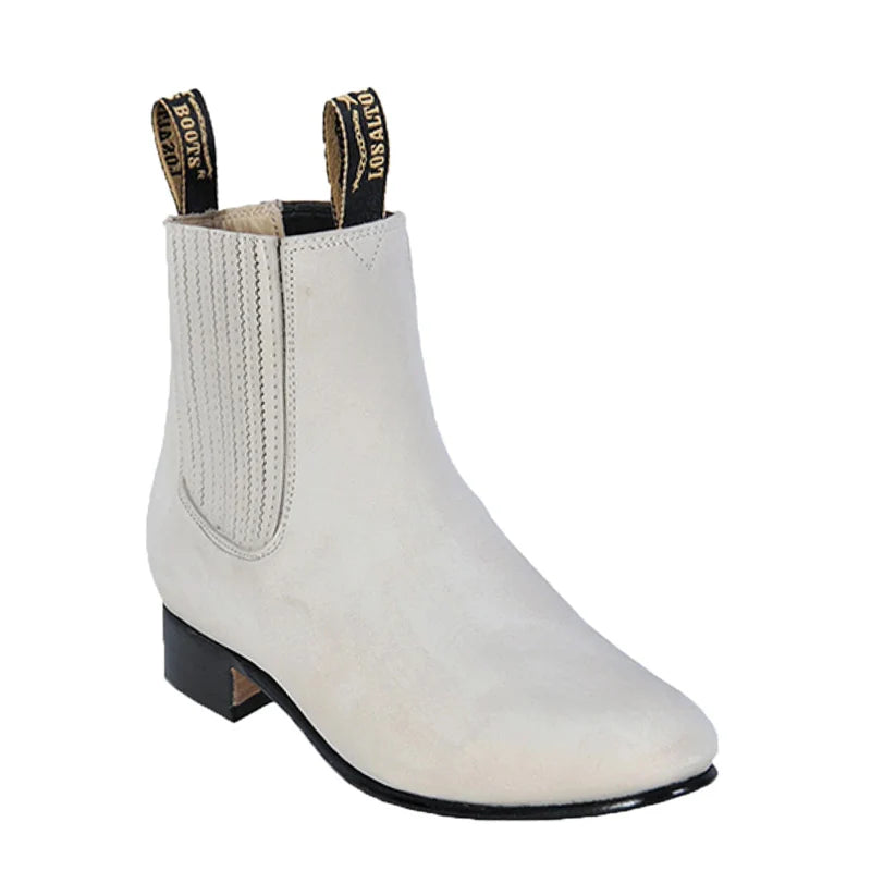 snow boots for men with rubberized solesLos Altos 616304 Men's Winter White Genuine Nobuck Charro Short Boots