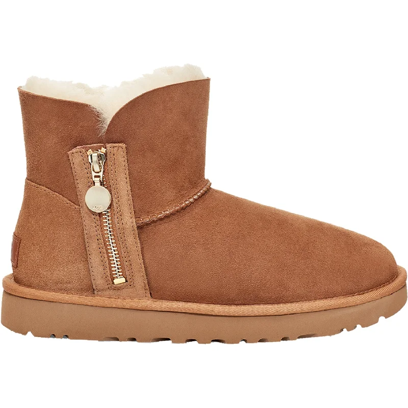 Stylish Booties for men with sleek, timeless design-Women's UGG Bailey Zip Mini Chestnut Sheepskin