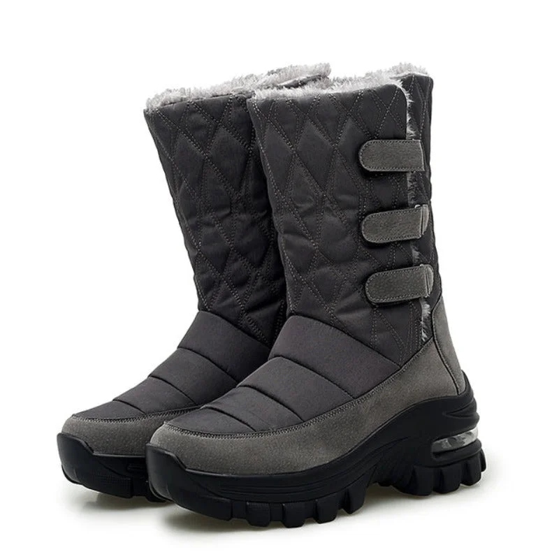 snow boots with quick lace-up systemGroovywish Women Orthopedic Boots Nonslip Midcalf Snow Shoes