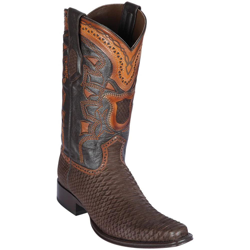 Cowboy boots with soft llama leatherLos Altos 76N5707 Men's Brown Genuine Python European Square Toe Cowboy Boots