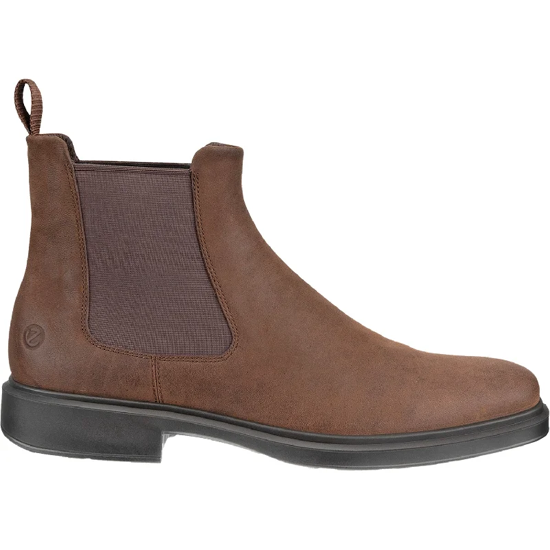 Stylish Booties for men with elastic panels-Men's Ecco Helsinki 2.0 Chelsea Potting Soil Nubuck