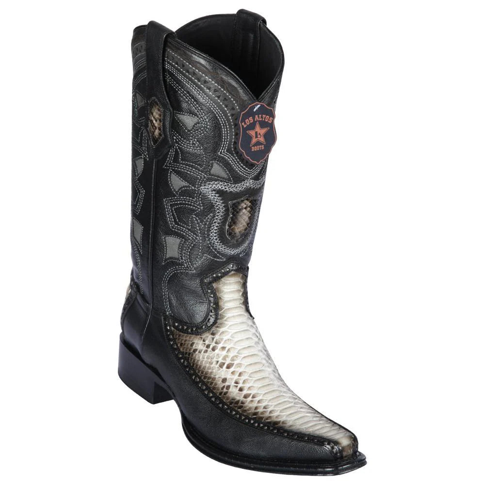 Cowboy boots with distressed ochre leatherLos Altos 76F5749 Men's Natural Genuine Python & Deer European Square Toe Cowboy Boots