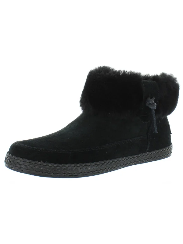 insulated snow boots for warmthElowen Womens Suede Shearling Winter Boots