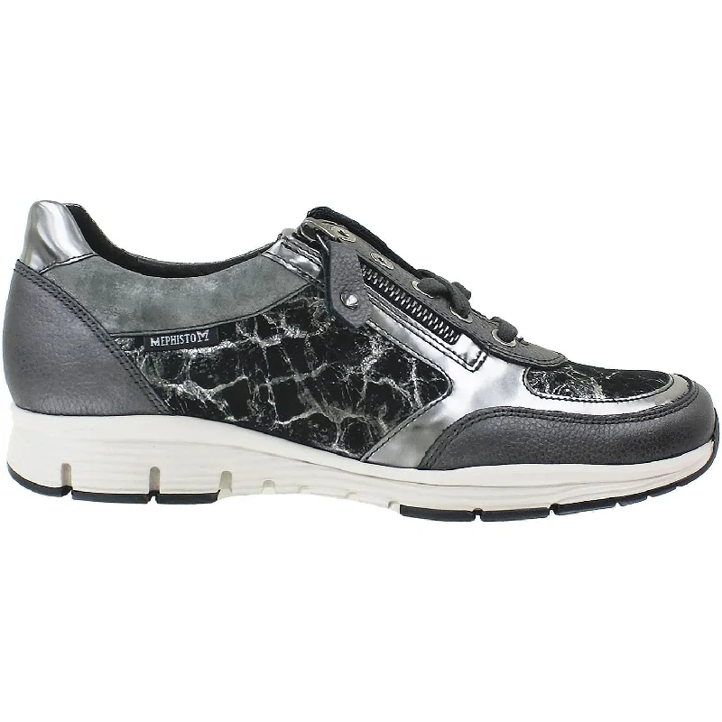 Casual shoes with soft patterns-Women's Mephisto Ylona Graphite Leather Combi