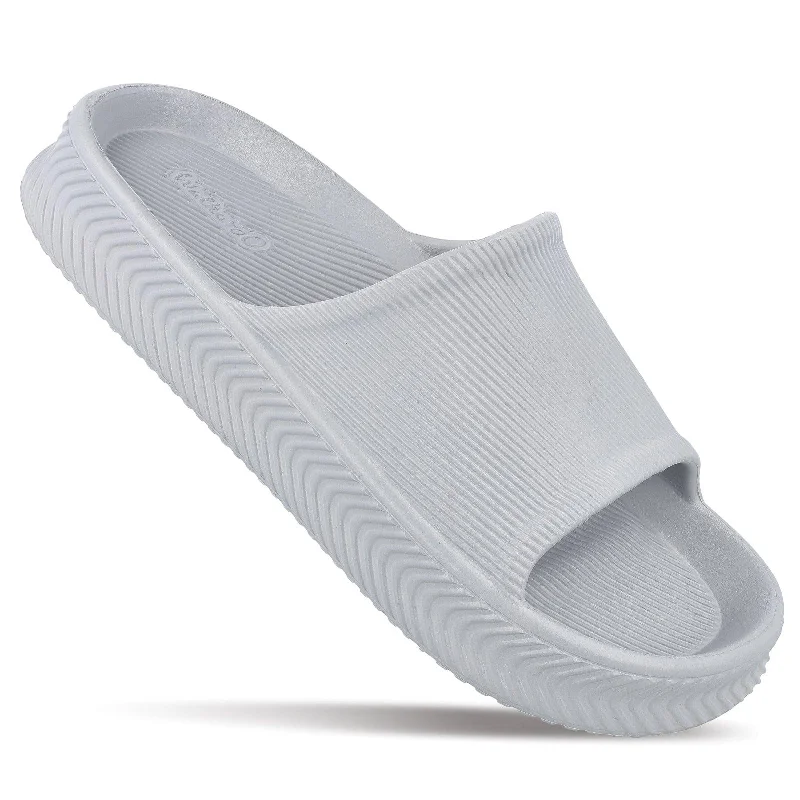 sandals for women with cushioned sole for ultimate comfort-Walkaroo Mens Flip Flop Sliders  - WC8737 Light Grey