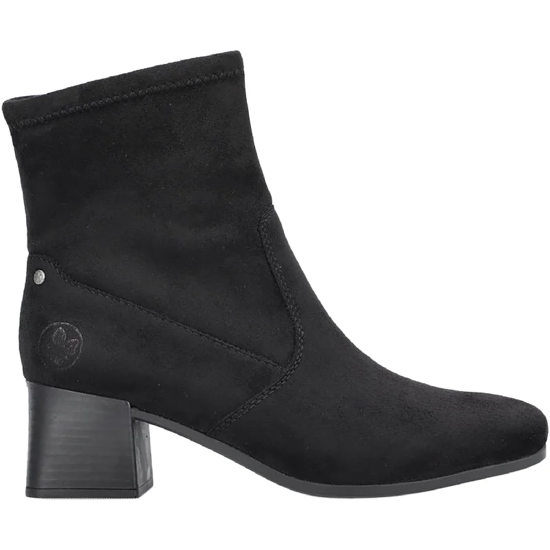 Trendy Booties for women with textured finish-Women's Rieker Susi Black Synthetic