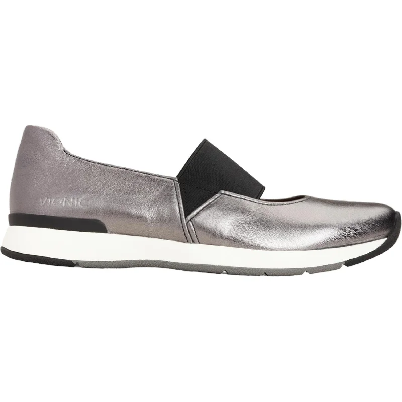 Casual shoes with breathable treads-Women's Vionic Cadee Metallic Pewter Leather