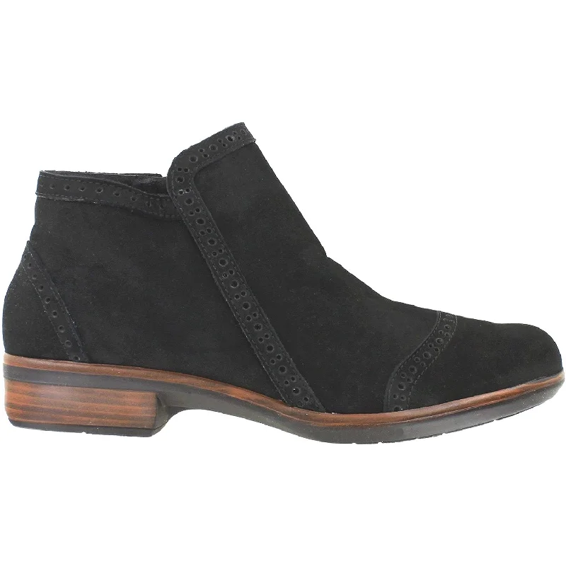 Comfortable Booties for women with tailored fit-Women's Naot Nefasi Black Velvet Nubuck