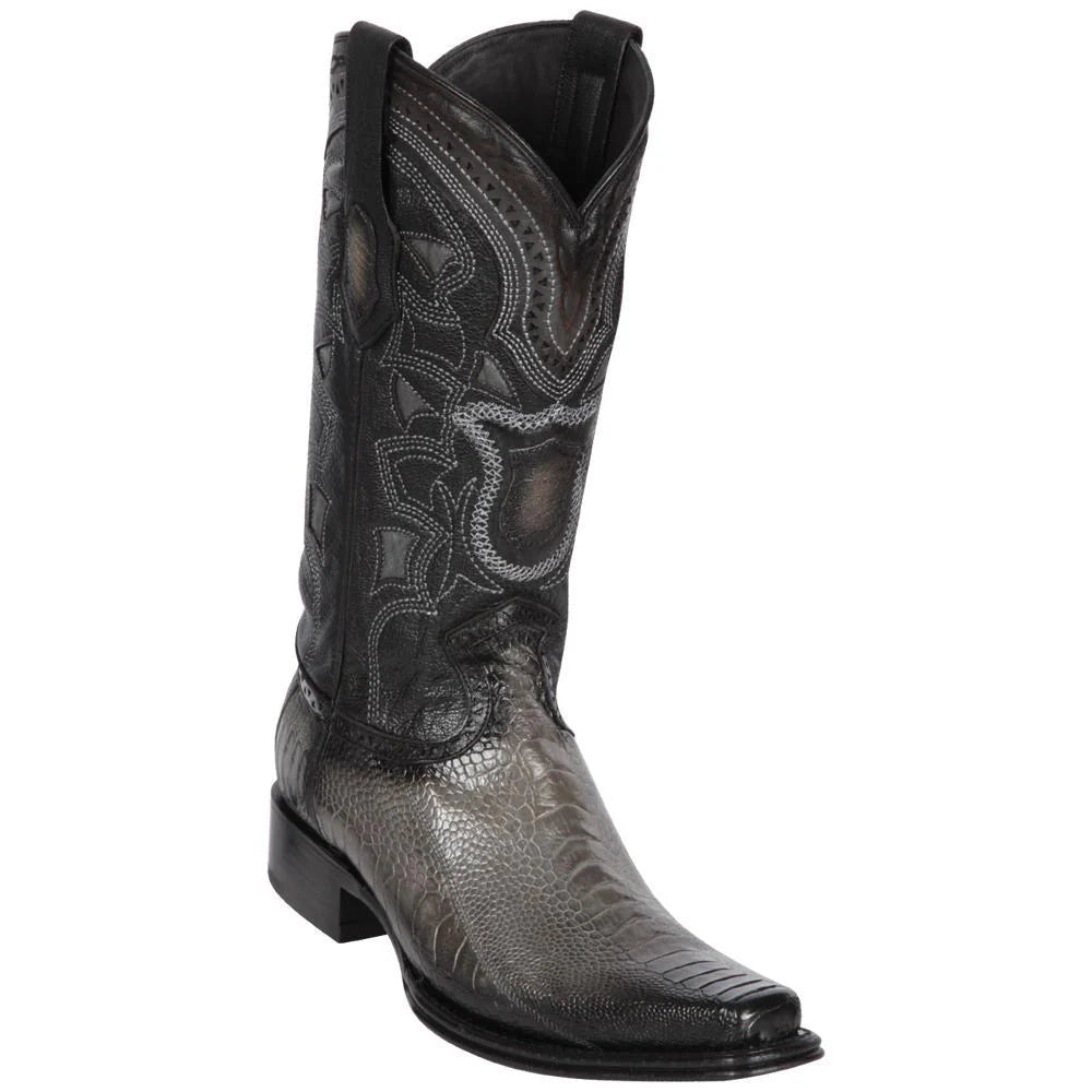 Cowboy boots with rugged umber leatherLos Altos 760538 Men's Faded Gray Genuine Ostrich Leg European Square Toe Cowboy Boots