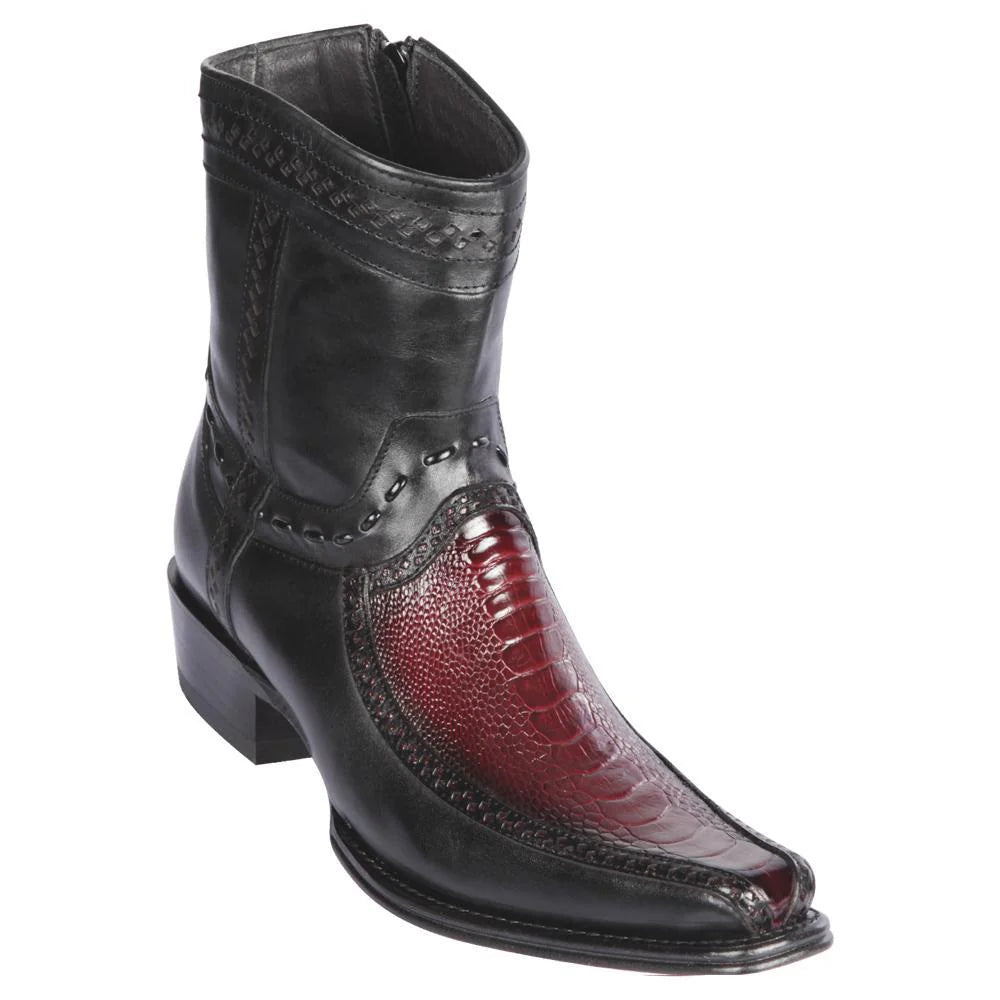 Cowboy boots for country canyon styleLos Altos 76BF0543 Men's Faded Burgundy Genuine Ostrich Leg & Deer European Square Toe Cowboy Boots