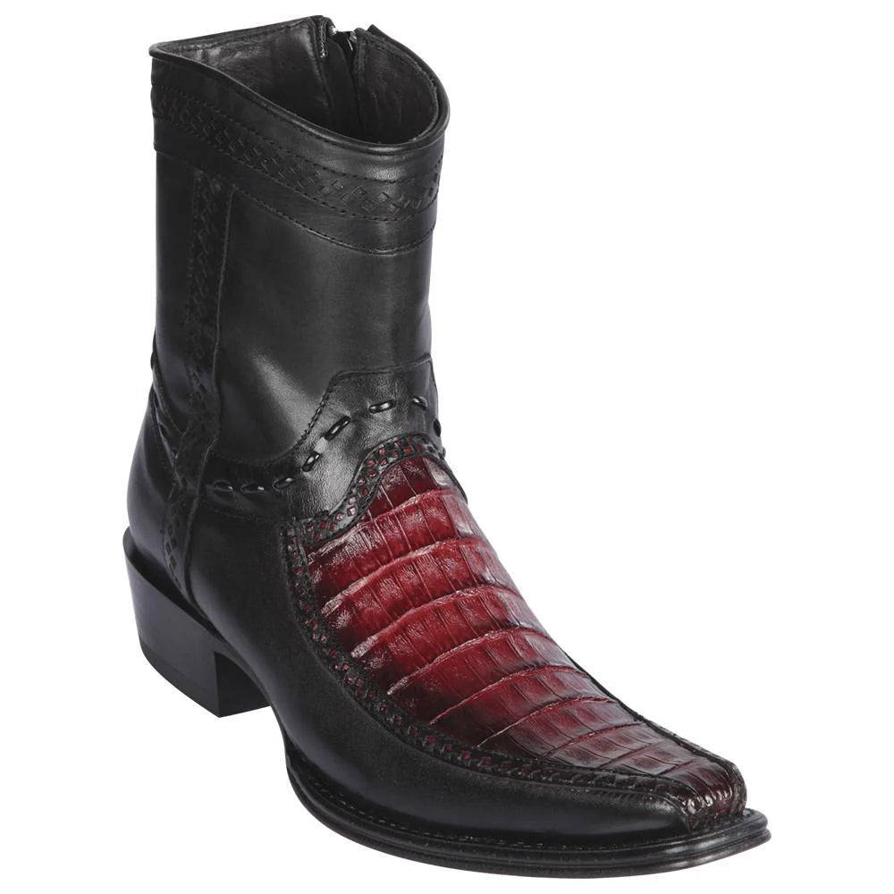 Cowboy boots for cowboy mesa trailsLos Altos 76BF8243 Men's Faded Burgundy Genuine Caiman Belly & Deer European Square Toe Cowboy Boots