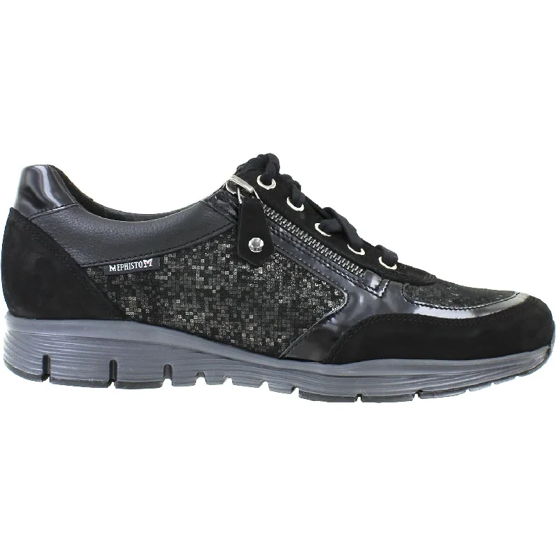 Casual shoes with lightweight uppers-Women's Mephisto Ylona Black Bucksoft Nubuck/Leather