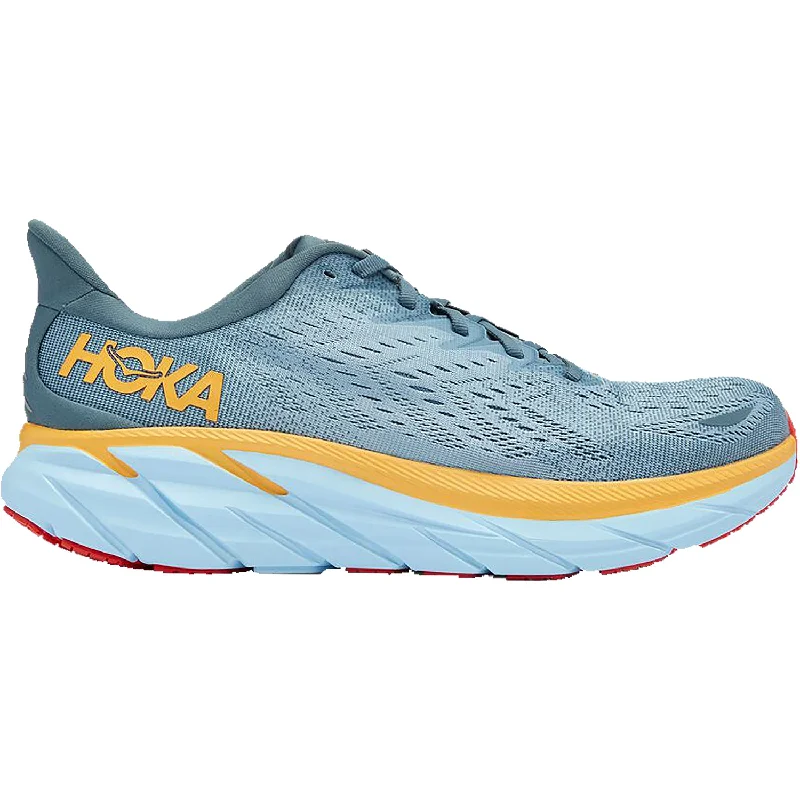 Slip-resistant athletic shoes for rain-Men's Hoka Clifton 8 Goblin Blue/Mountain Spring Mesh