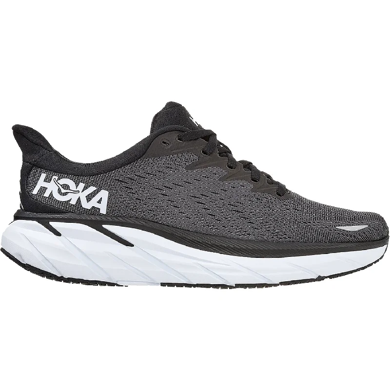 Athletic shoes for frosty paths-Women's Hoka Clifton 8 Black/White Mesh