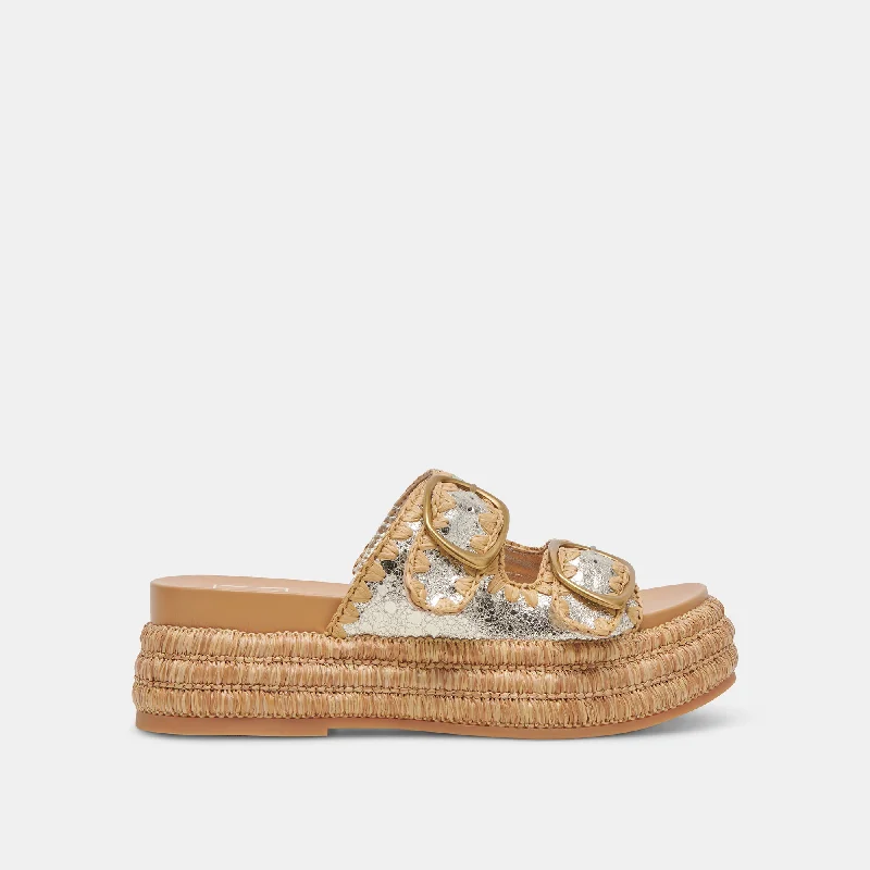 sandals for women with colorful straps for a playful vibe-WANIKA SANDALS PLATINUM CRACKLED LEATHER