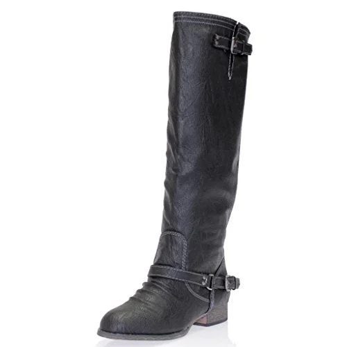 Ankle boots for high ease-Women's Outlaw-11 Knee High Ankle Strap Tall Riding Boots