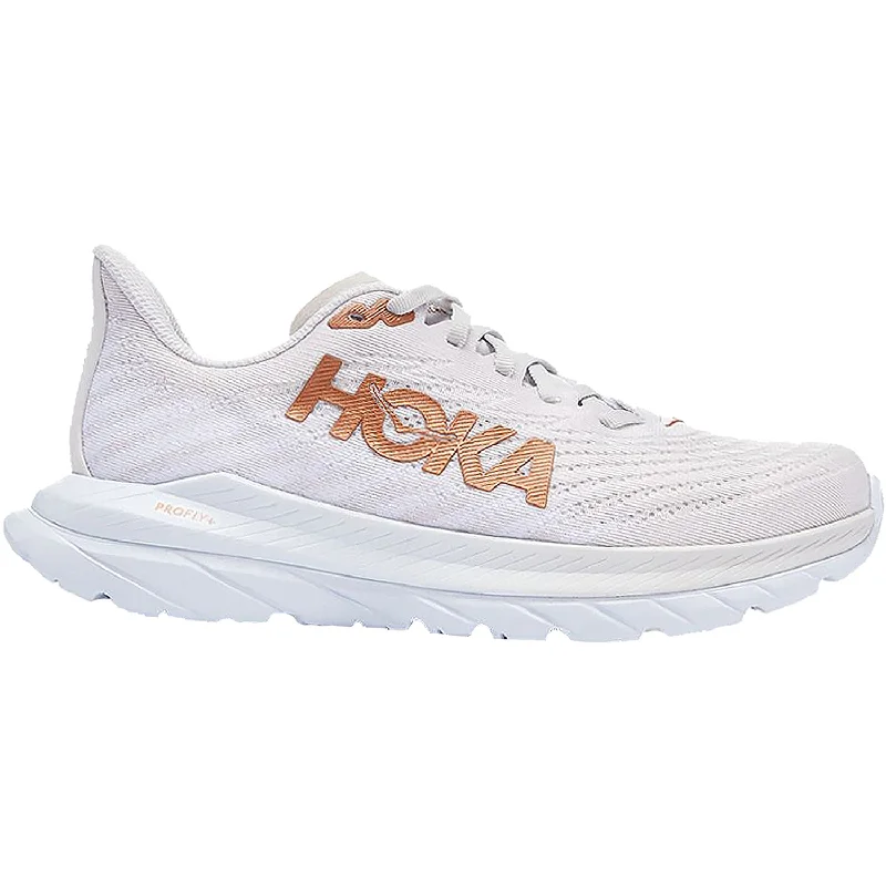 Athletic shoes for toe relief-Women's Hoka Mach 5 White/Copper Mesh