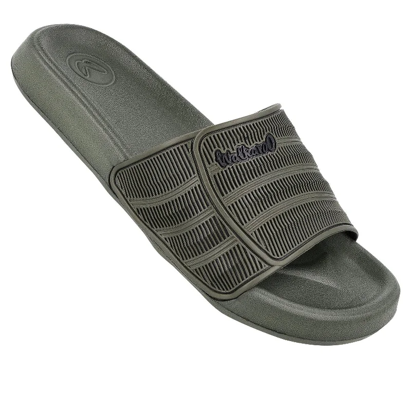 sandals for women with open-toe design for warm weather-Walkaroo Men's Sliders  - WC4847 Olive