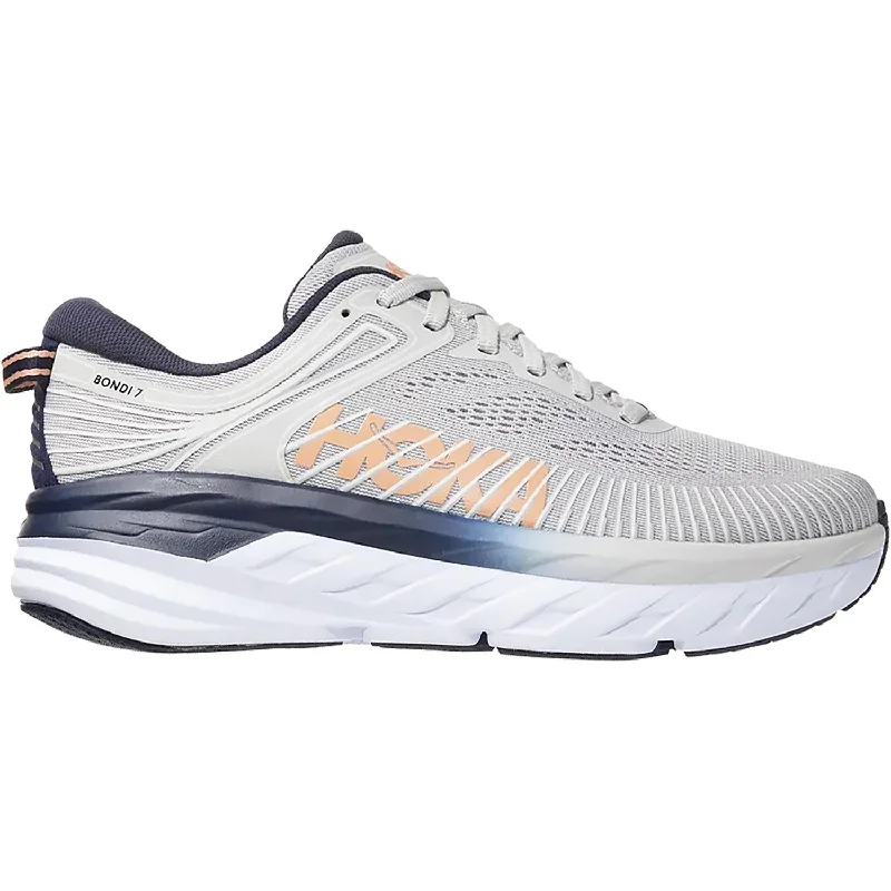 Athletic shoes for evening paths-Women's Hoka One One Bondi 7 Lunar Rock/Black Iris Mesh