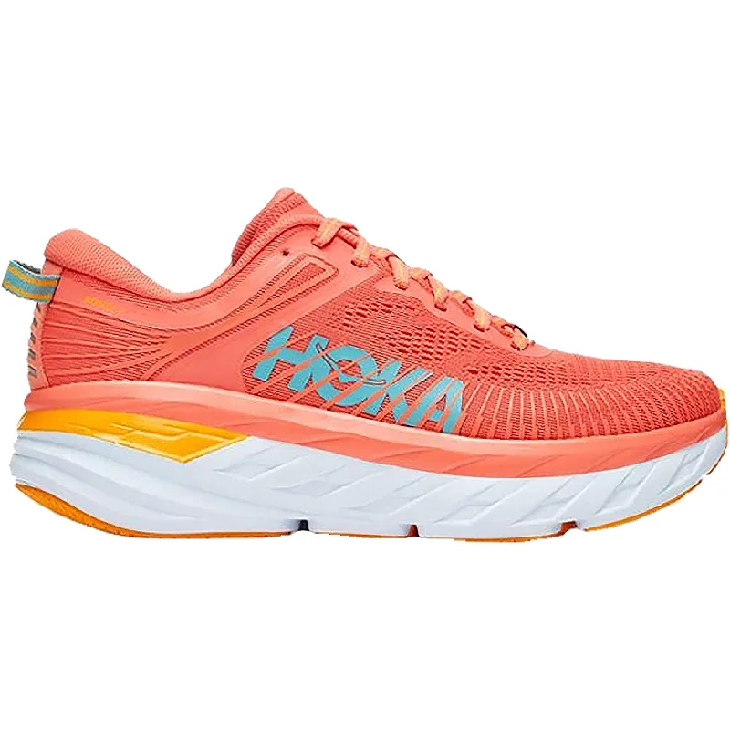 Athletic shoes with chrome soles-Women's Hoka One One Bondi 7 Camellia/Costal Shade Mesh