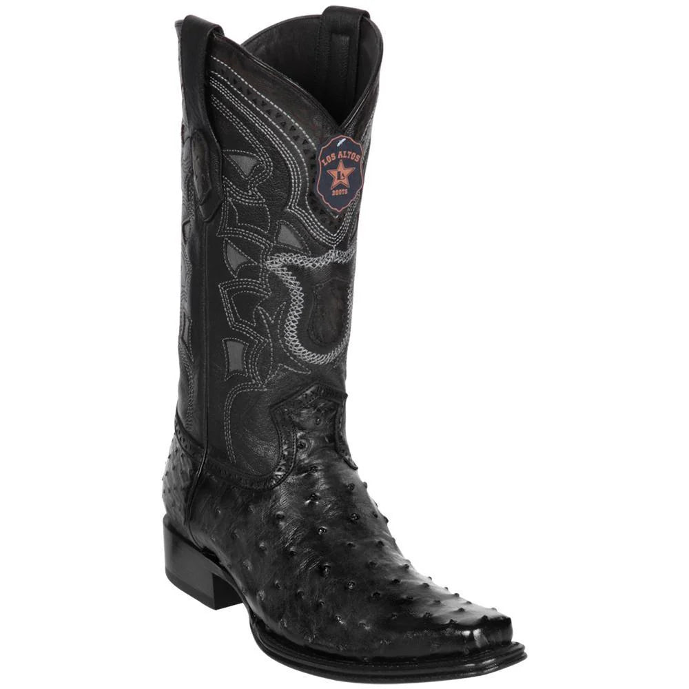 Cowboy boots for cowboy valley wearLos Altos 760305 Men's Black Genuine Ostrich European Square Toe Cowboy Boots