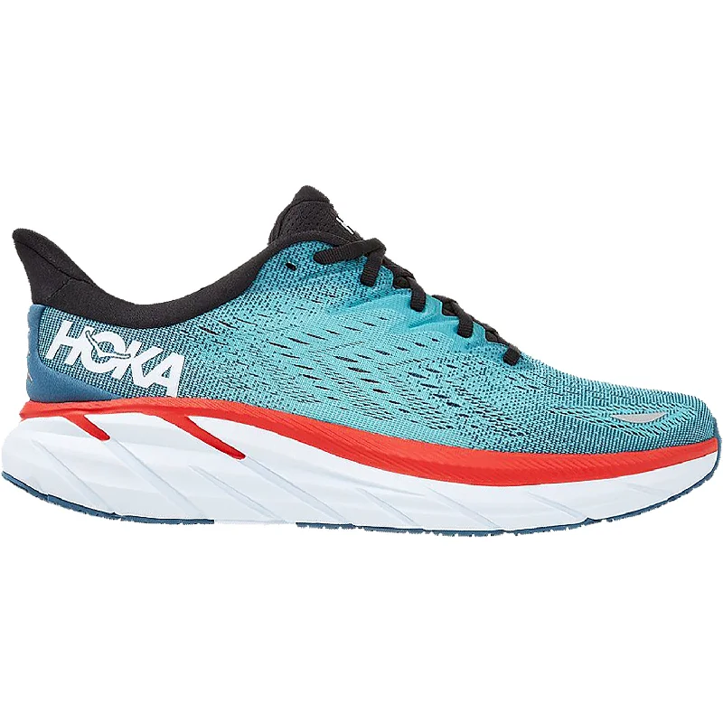 Athletic shoes with block midsoles-Men's Hoka One One Clifton 8 Real Teal/Aquarelle Mesh