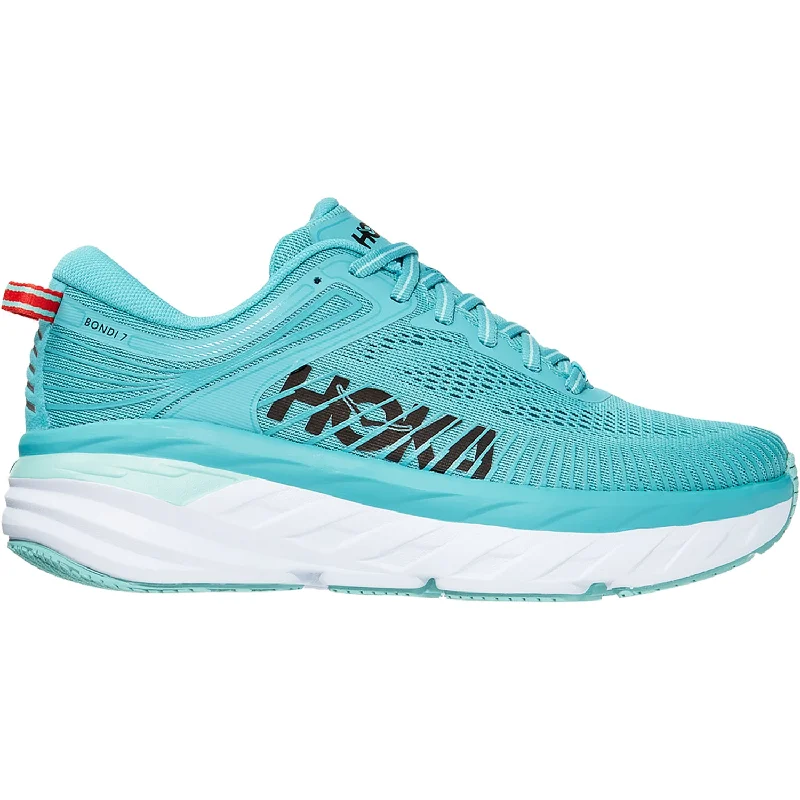 Athletic shoes with low midsoles-Women's Hoka Bondi 7 Aquarelle/Eggshell Blue Mesh