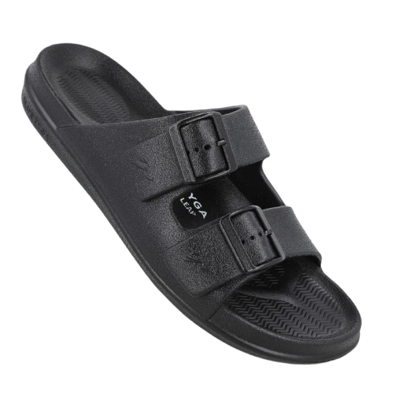 sandals for men with lightweight footbed for ease-Walkaroo Men Casual Flip-Flop  - WC4822 Black