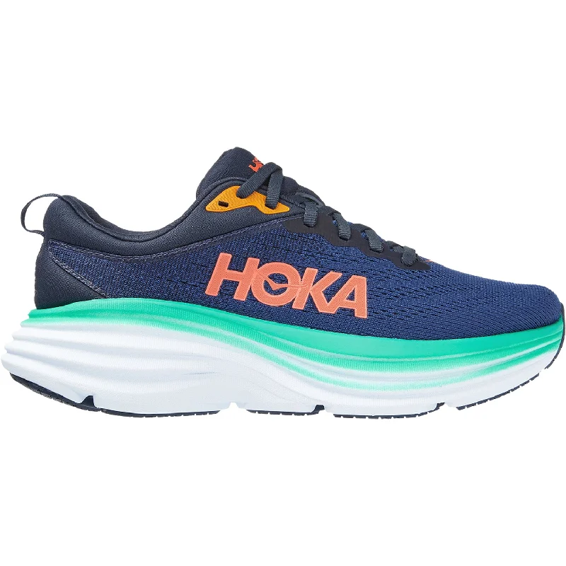 Athletic shoes with low heels-Women's Hoka Bondi 8 Outer Space/Bellwether Blue Mesh