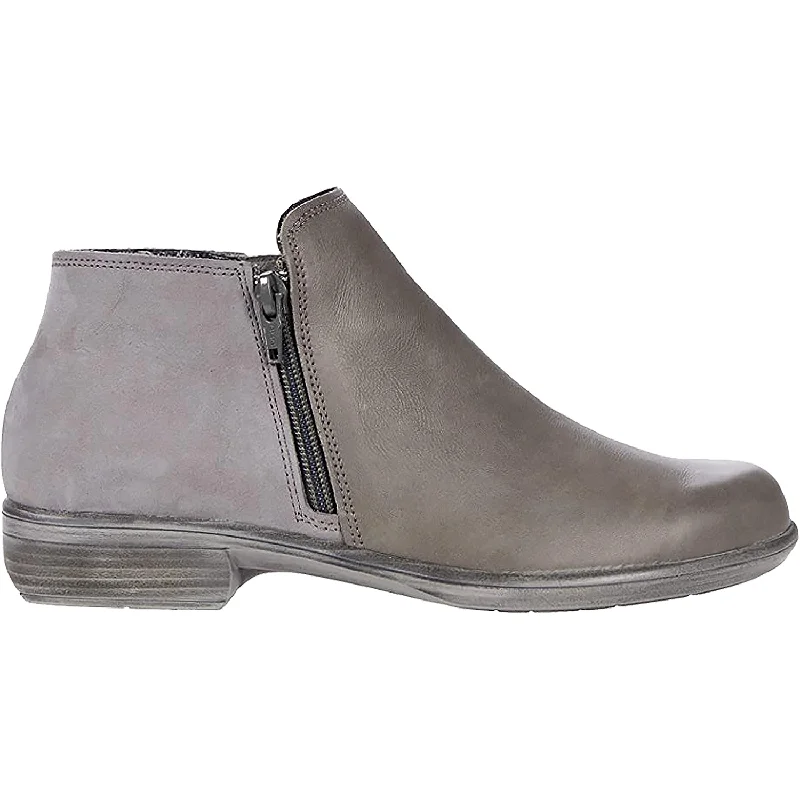 Trendy Booties for women with stylish strap closures-Women's Naot Helm Foggy Grey/Smoke Grey Leather