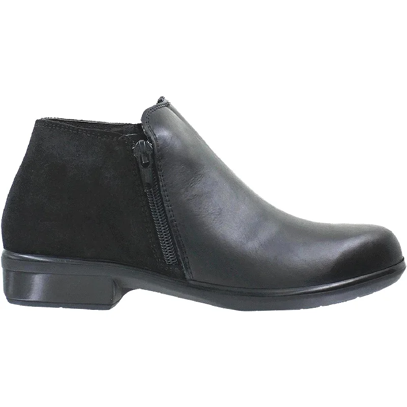 Comfortable Booties for women with supportive fit-Women's Naot Helm Black Raven Leather/Suede