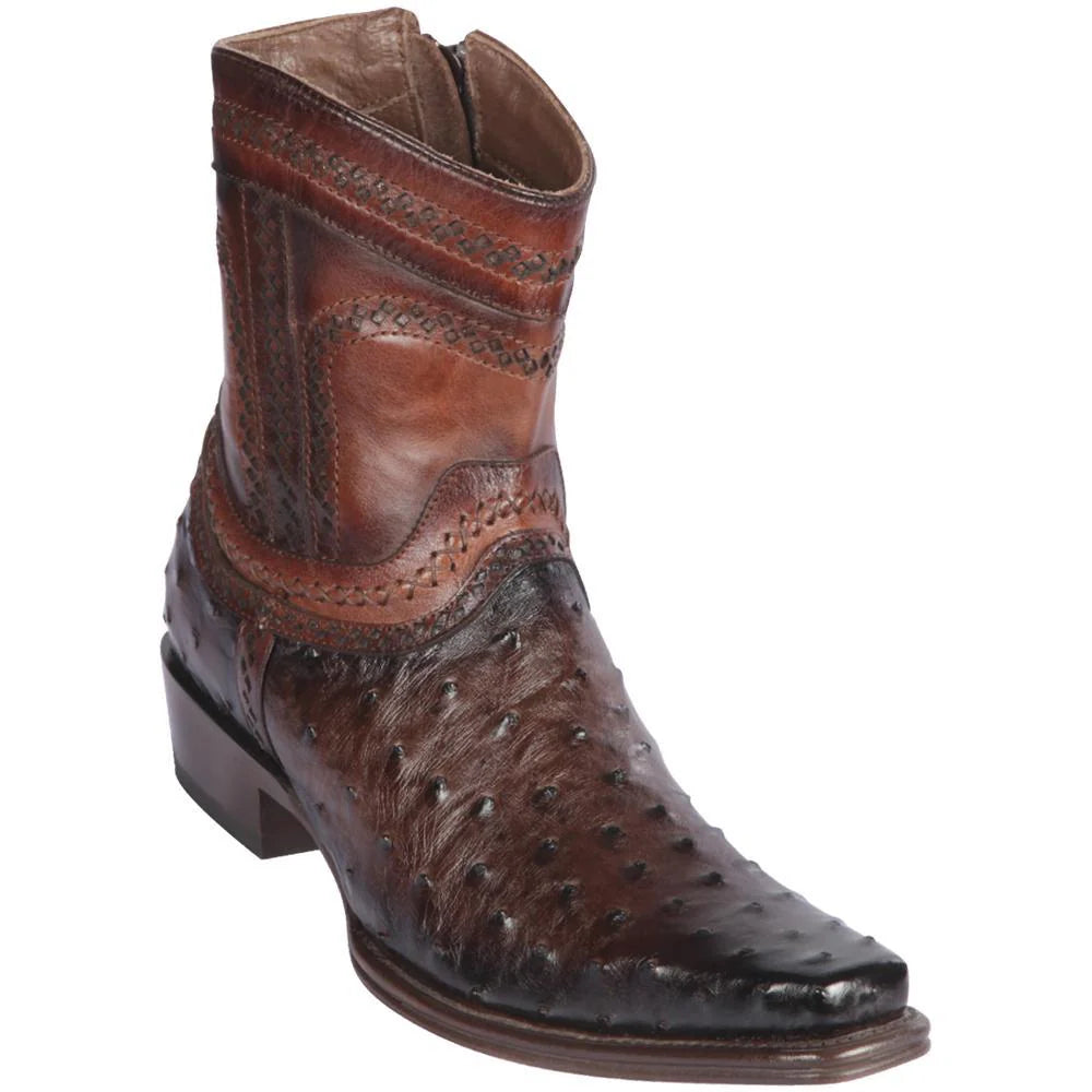 Cowboy boots with soft boar leatherLos Altos 76B0316 Men's Faded Brown Genuine Ostrich European Square Toe Cowboy Boots